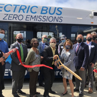 Ribbon Cutting at the Metro (All Electric Bus)